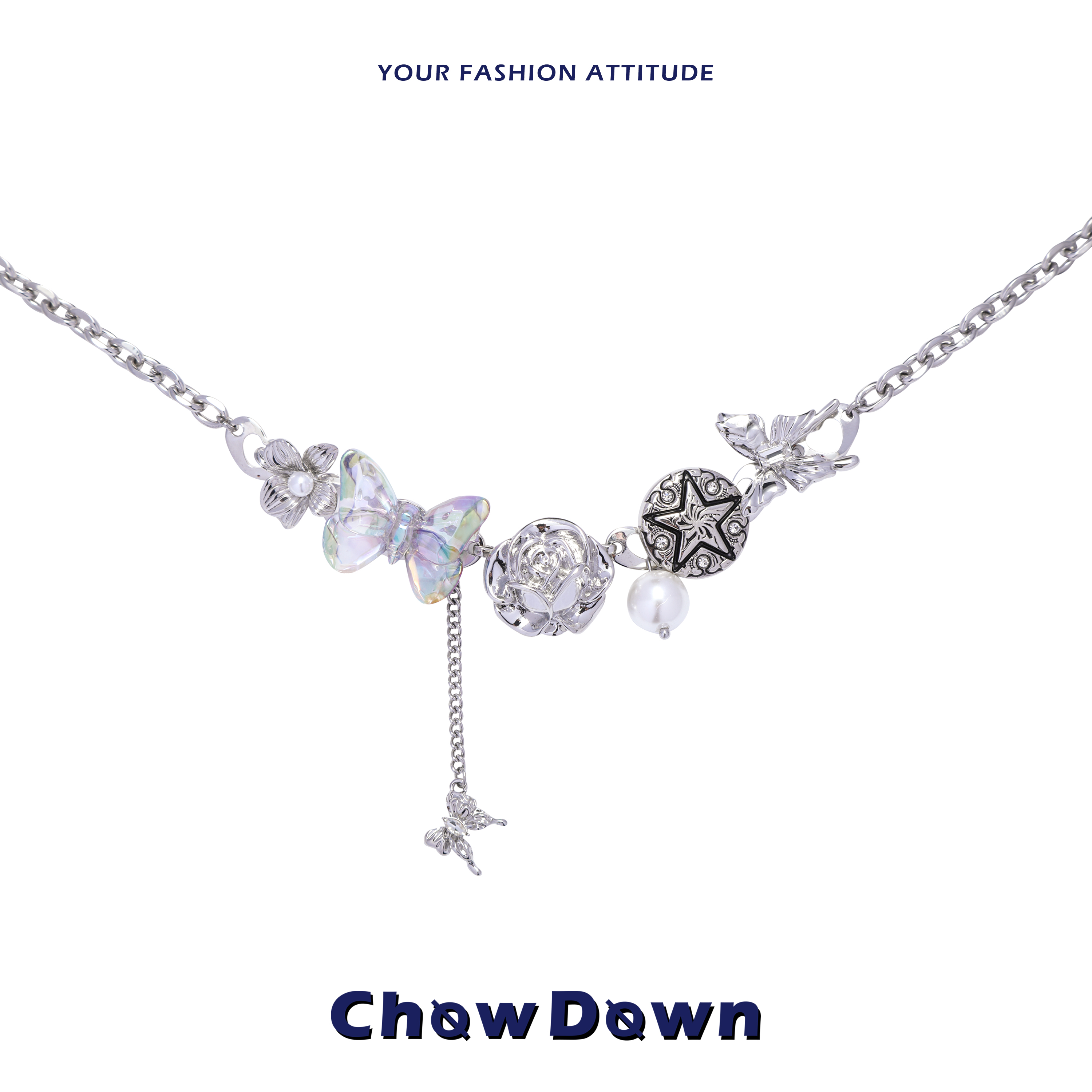 CHOWDOWN极繁主义幻彩蝴蝶锁骨链
