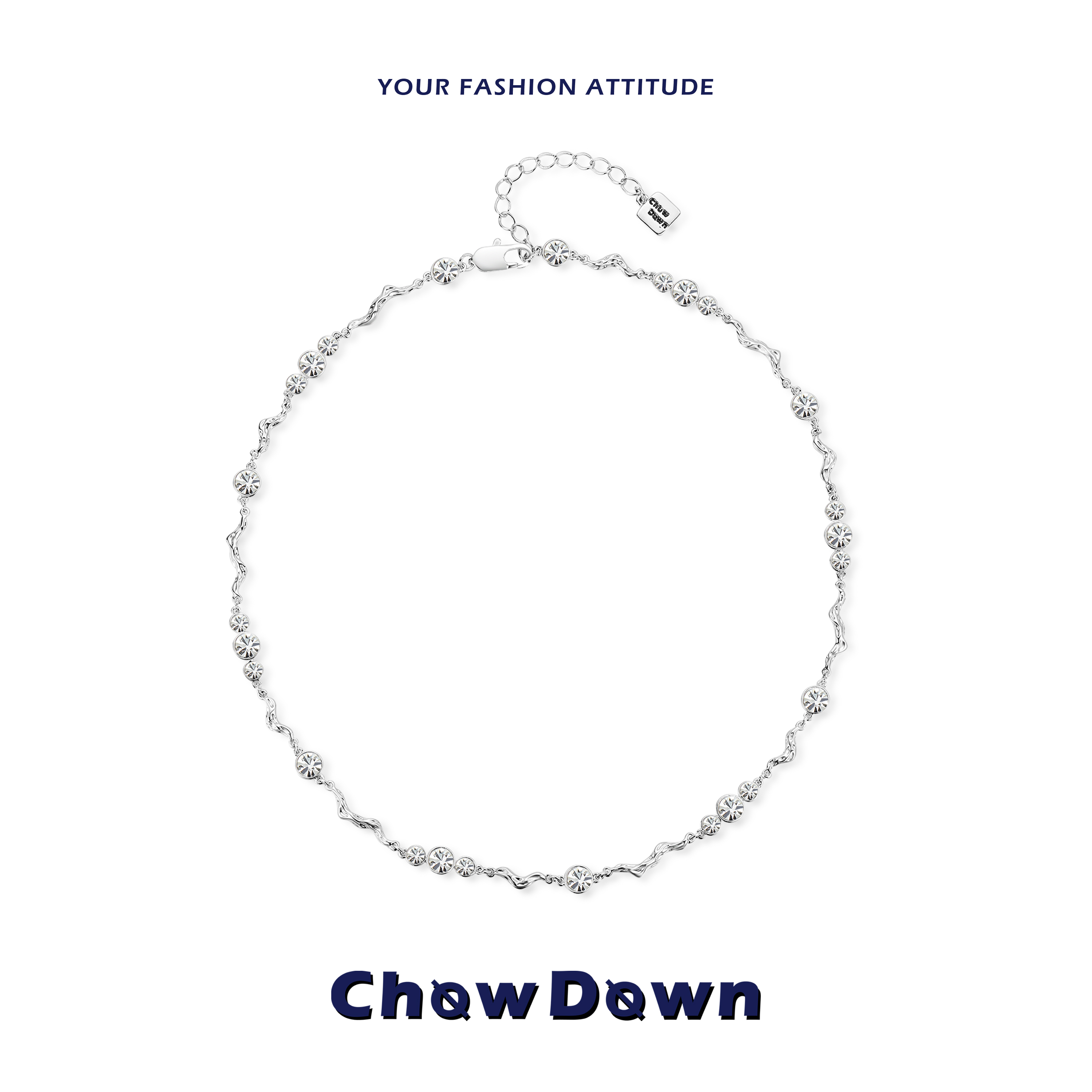 CHOWDOWN小众金属液态感锁骨链