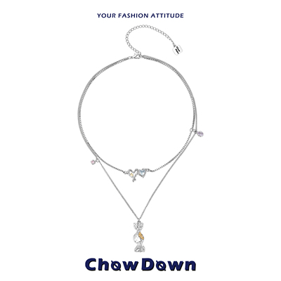 CHOWDOWN糖果效应吊坠双层锁骨链