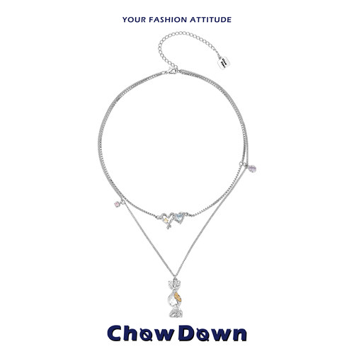 CHOWDOWN糖果效应吊坠双层锁骨链