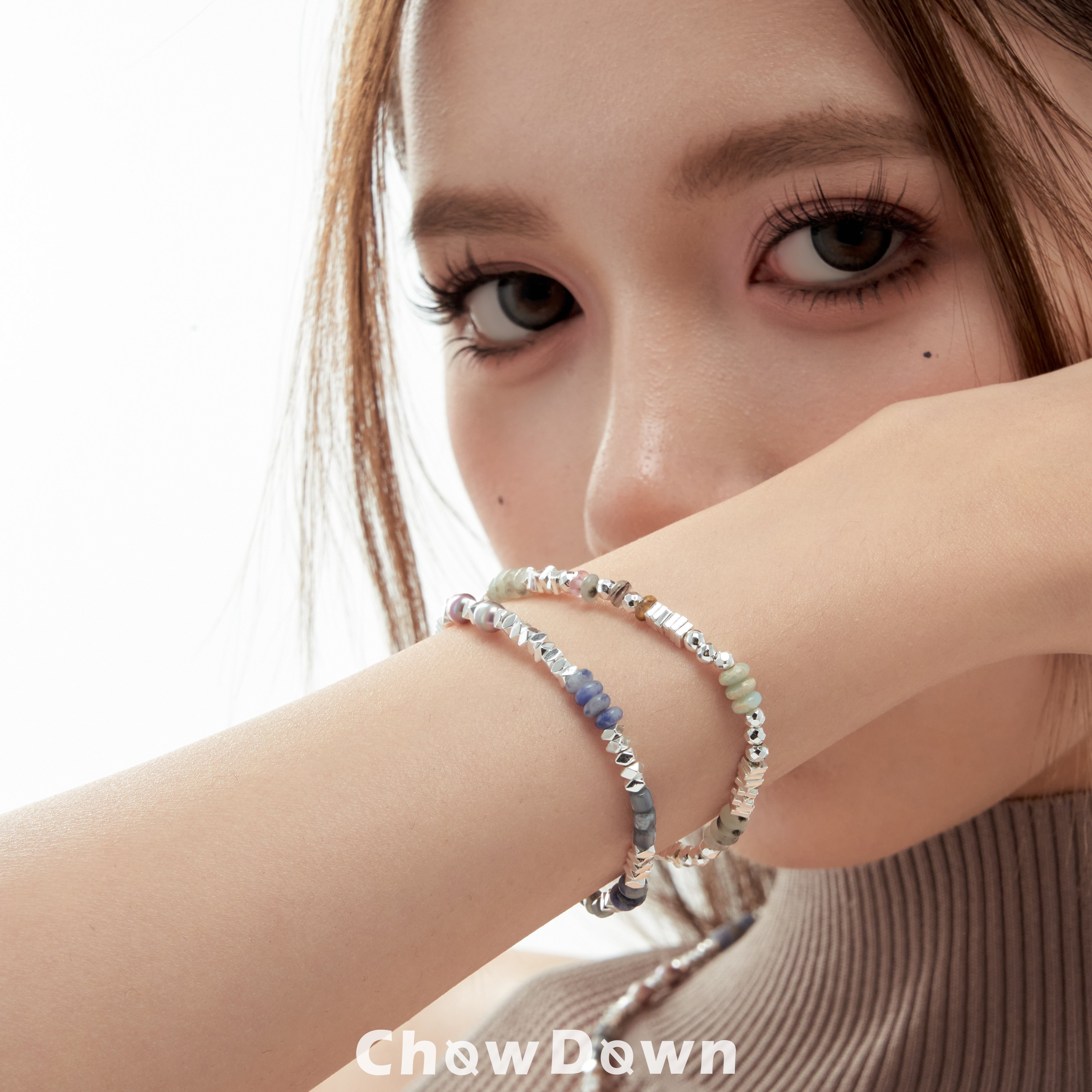 CHOWDOWN原创彩色碎银珍珠手链