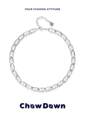 CHOWDOWN新款金属几何珍珠项链女百搭简约拼接锁骨链通勤高级饰品