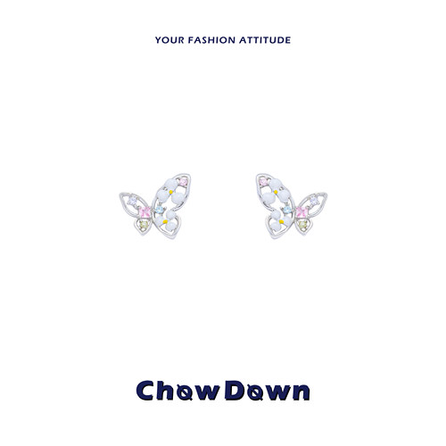 CHOWDOWN潮度原创彩色蝴蝶耳钉
