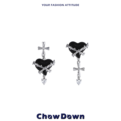 CHOWDOWN黑檀木不对称耳环