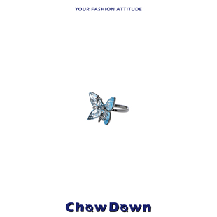 [展轩同款] CHOWDOWN蓝调蝴蝶戒指开口可调节设计百搭轻奢热销
