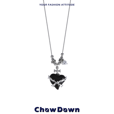 黑檀木桃心系列长款毛衣链