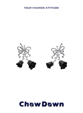 [明星同款]CHOWDOWN原创暗夜玫瑰设计感耳环 小众个性甜酷925银针