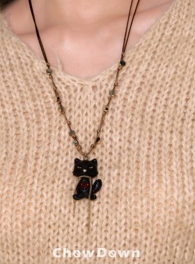 红瞳狐克斯黑檀木毛衣链