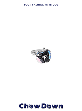 CHOWDOWN蓝黑苹果可调节戒指