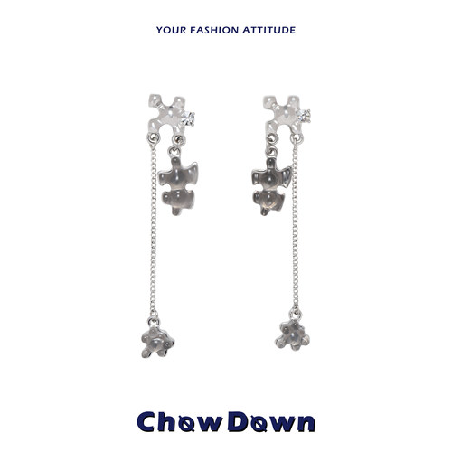 CHOWDOWN拼图回忆挂坠长耳环