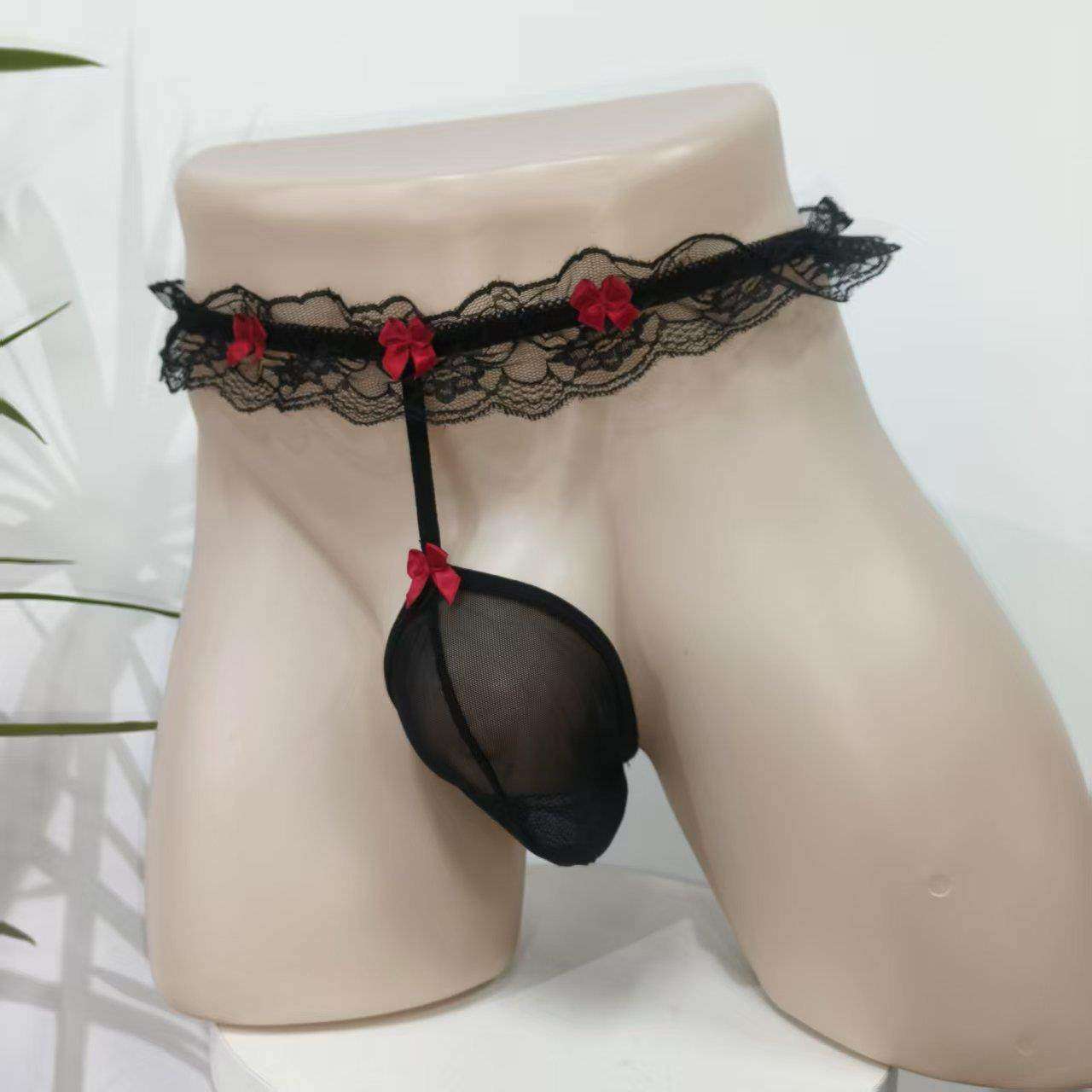 男士丁字裤低腰珍珠蝴蝶结蕾丝超性感单丁男同内裤枪弹分离包蛋,女士内衣/男士内衣/家居服,男丁字裤,淘宝优惠券,粉丝福利购,淘宝优惠卷