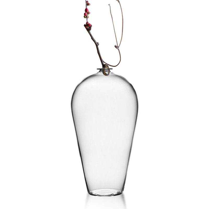 九土日式禅意玻璃花瓶水培透明花器插花梅瓶客厅装饰摆件简约餐桌