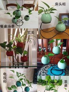 新中式 饰品摆件 陶瓷小花瓶玻璃创意水培植物客厅插花电视柜家居装