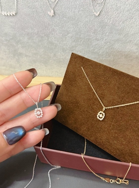 日系圣诞限定雪花锆石锁骨链项链百搭叠戴闪耀玫瑰花窗项链女