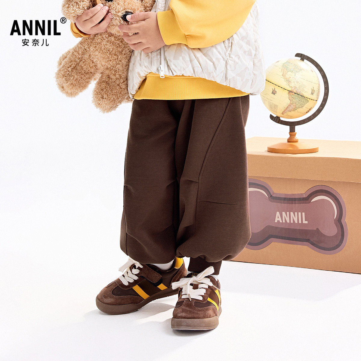 【商场同款】安奈儿童装男童裤子2025秋新款保暖休闲卫裤XB536128