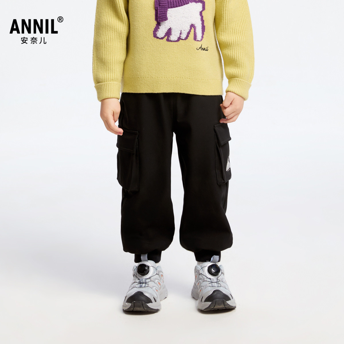 【商场同款】安奈儿童装男童裤子2024冬新款加绒保暖厚款XB446837