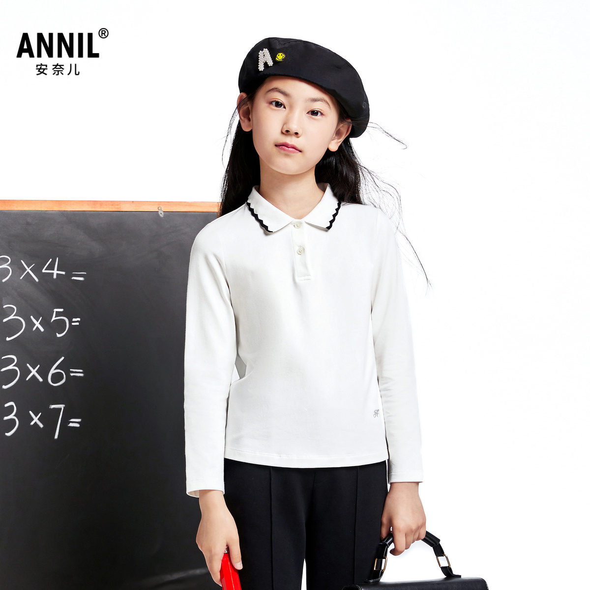 安奈儿童装女童翻领长袖