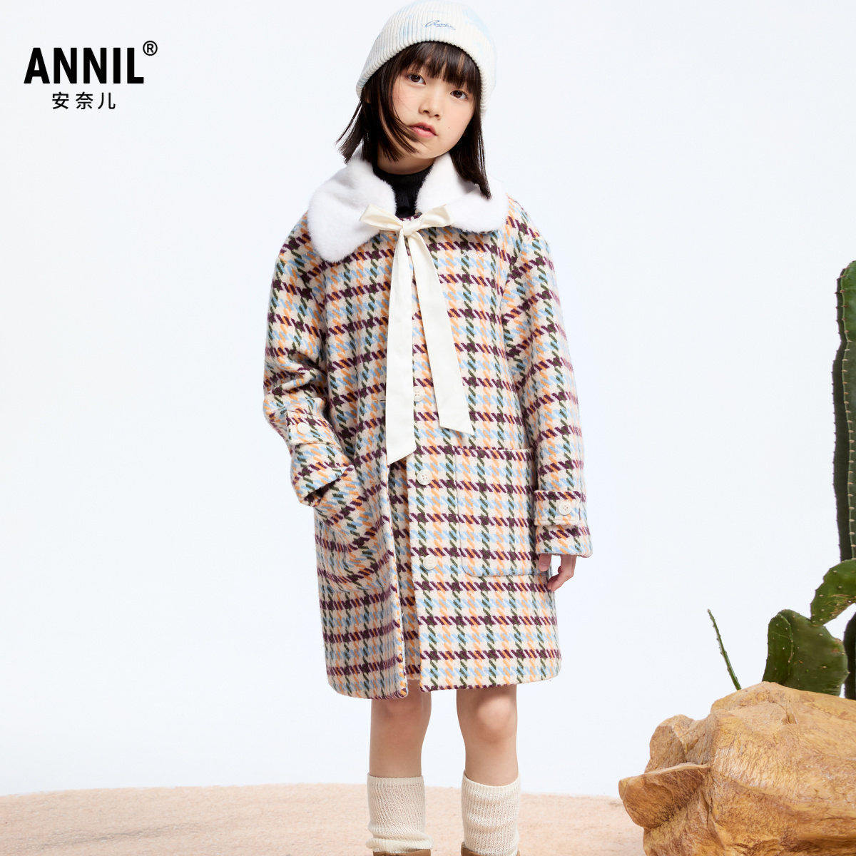 安奈儿童装女童翻领呢子