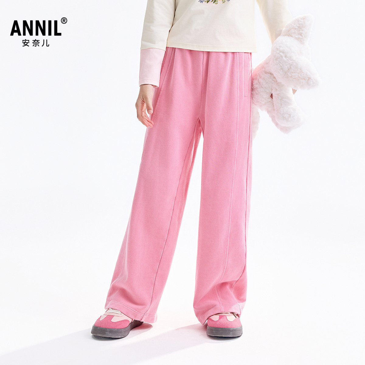 【商场同款】安奈儿童装女童裤子2025秋新款阔腿牛仔裤AG536161