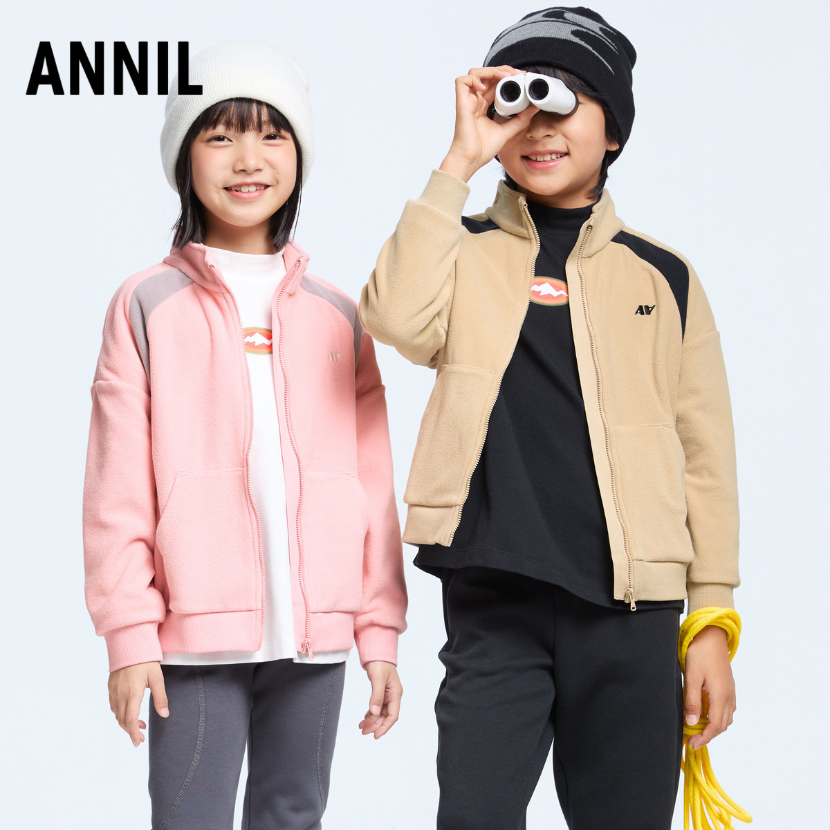 安奈儿童装男女童摇粒绒外套2025秋新款运动上衣保暖立领外套撞色