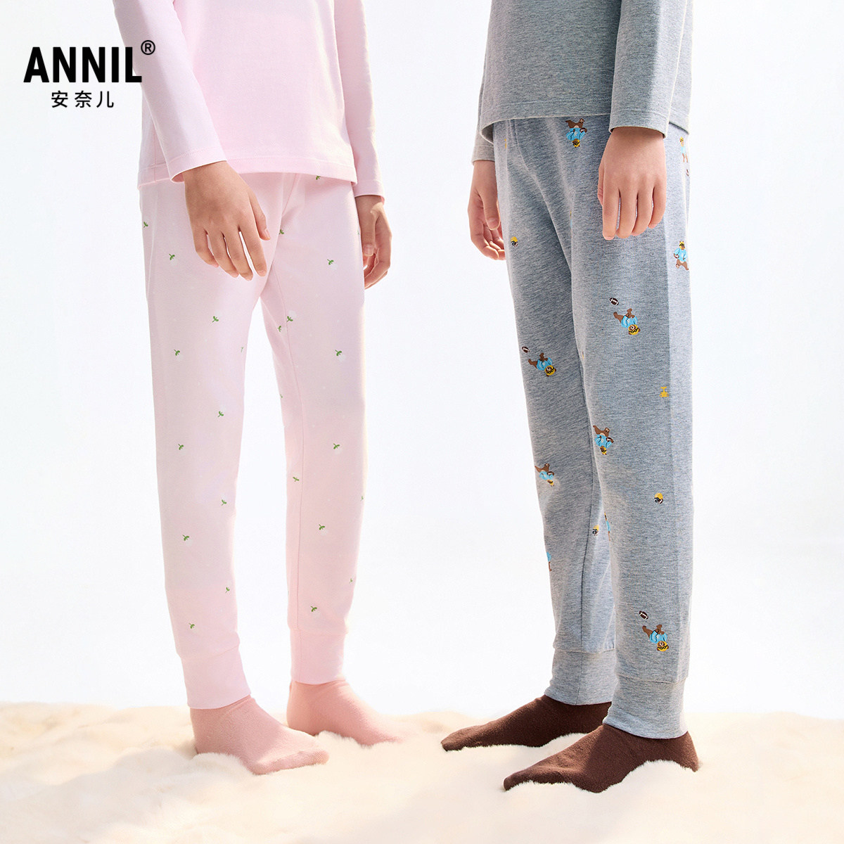 安奈儿童装男女童秋裤子2025秋冬打底裤弹力贴身磨毛保暖亲肤舒适