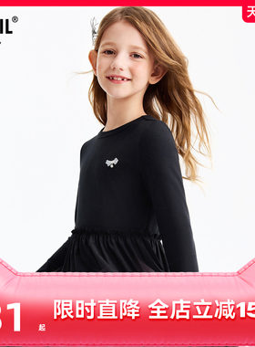 安奈儿童装女童长袖连衣裙2026春优雅复古连衣裙蝴蝶结花边袖口