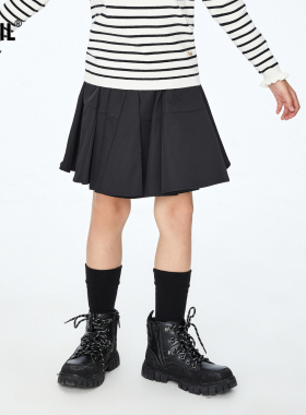 【商场同款】安奈儿童装女童半身裙秋新款休闲黑色伞裙AG333660