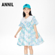 商场同款 安奈儿童装 女童连衣裙夏装 2023新款 翻领清新碎花裙子