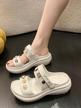 Thick-Soled Dual-Use Height-Increasing Peep-Toe Sandals for Women, Summer Outdoor Eva Breathable Beach Clogs, 2025 New Model