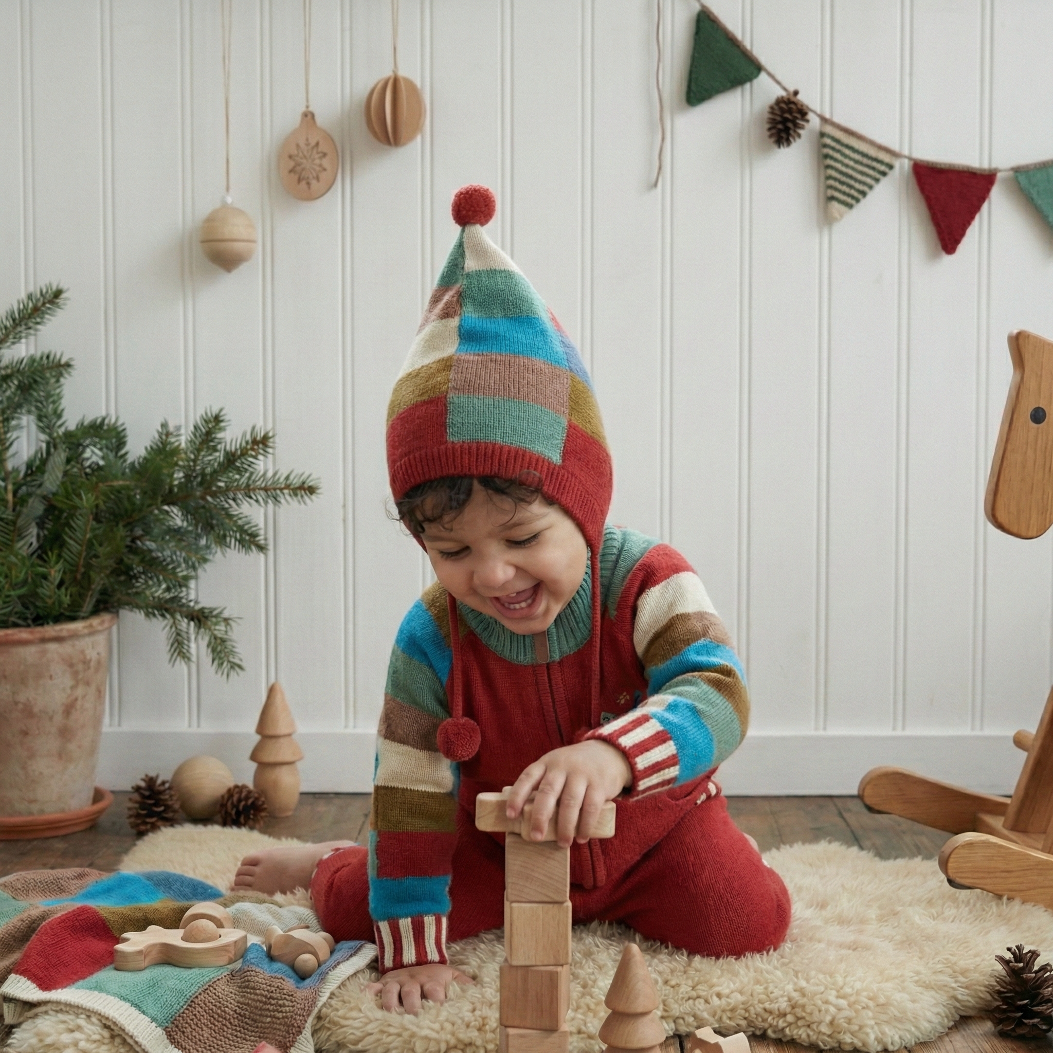 婴儿衣服冬装男童拜年服红色新年装套装冬季毛衣宝宝裤子女童上衣