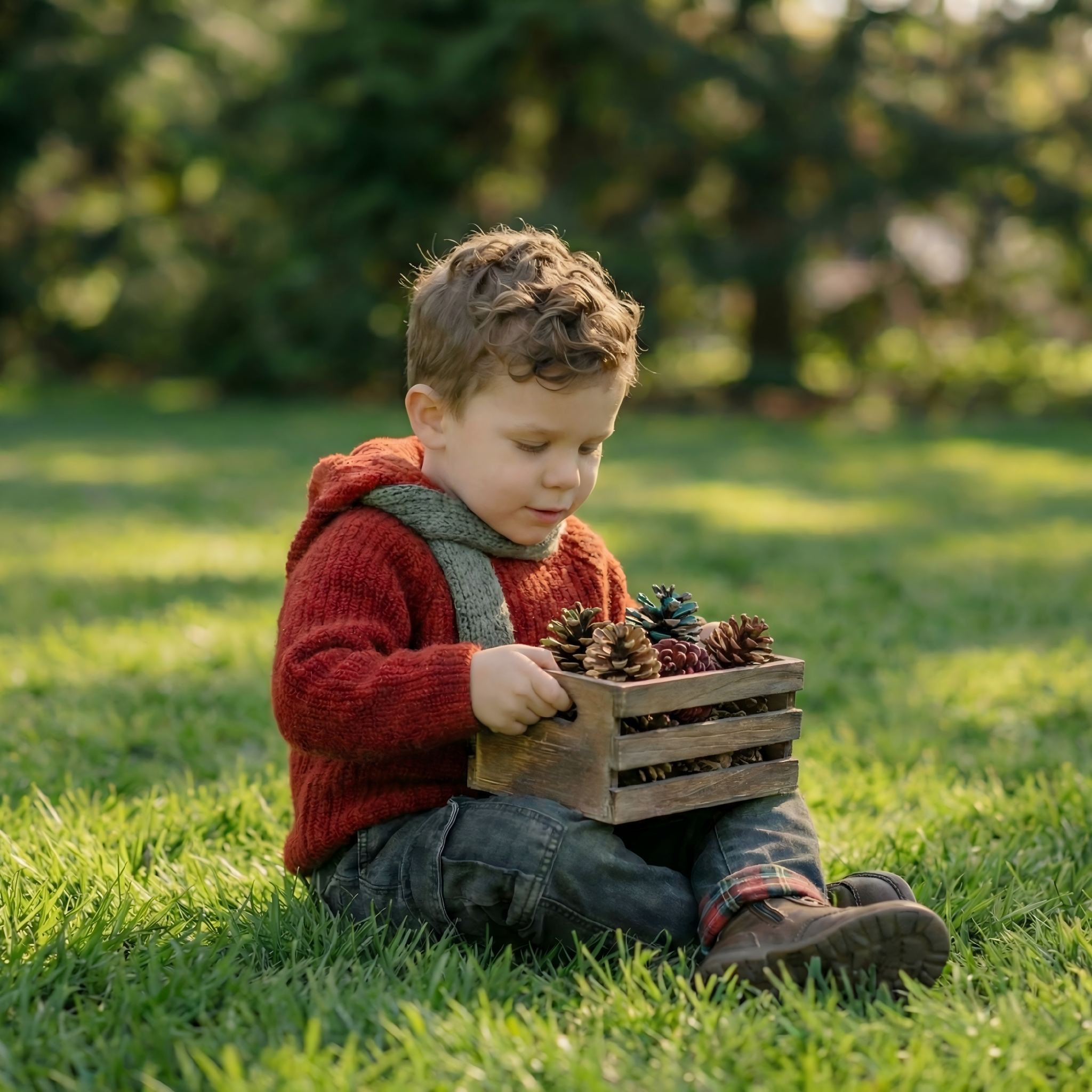 男童连帽毛衣2026新款秋冬装洋气儿童红色针织衫宝宝加厚套头外套