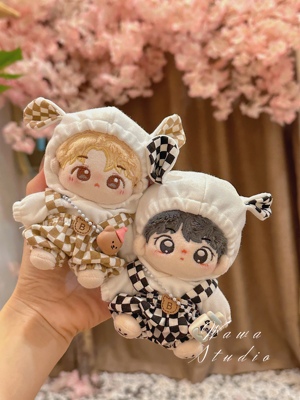 现货15娃衣包邮20cm棉花娃娃无属性甜酷格子卫衣10cm宽松胖胖娃衣