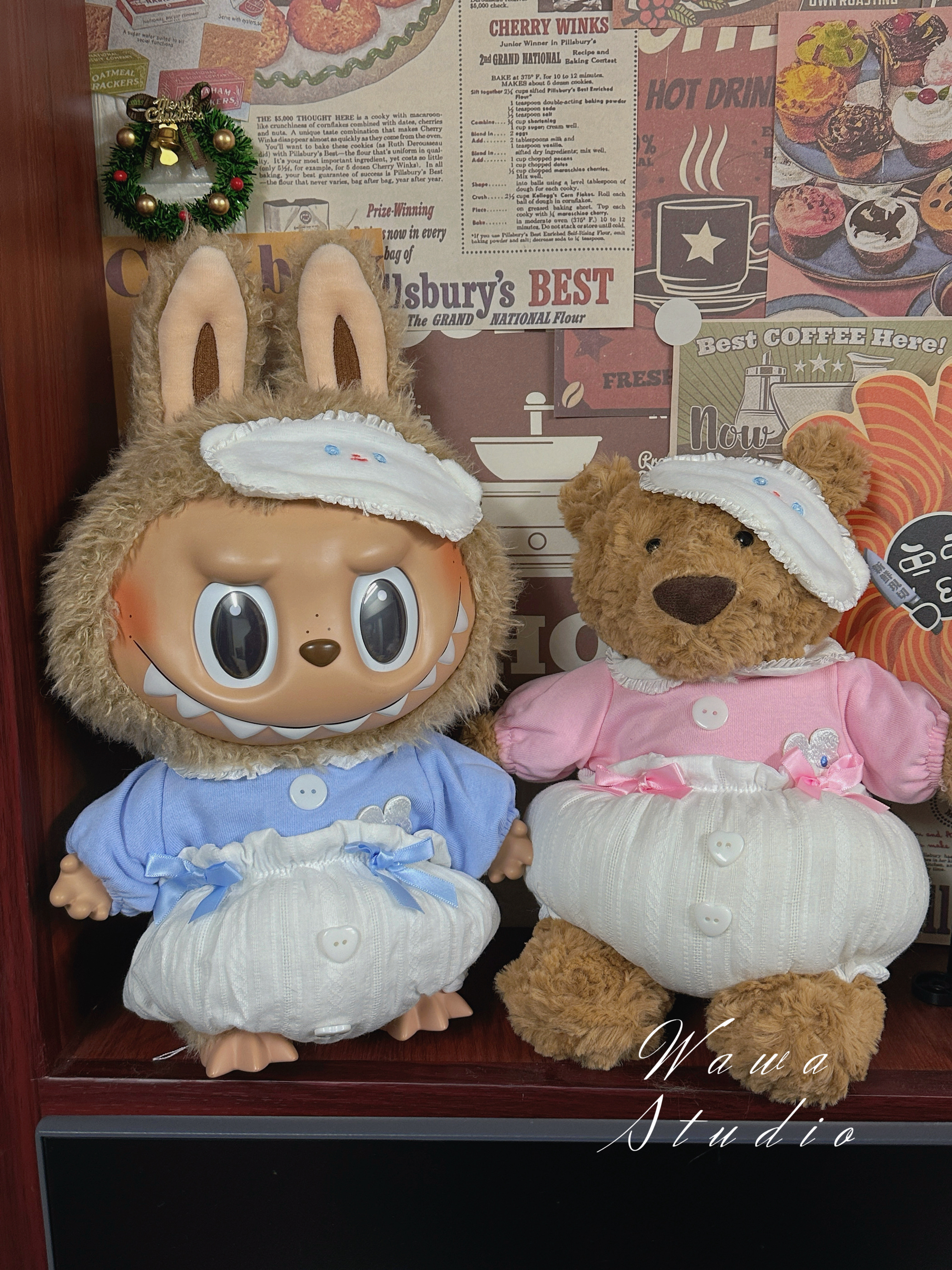 现货 Labubu搪胶衣服38cm大娃拉布布娃衣着替婴儿包邮毛绒绒摆件