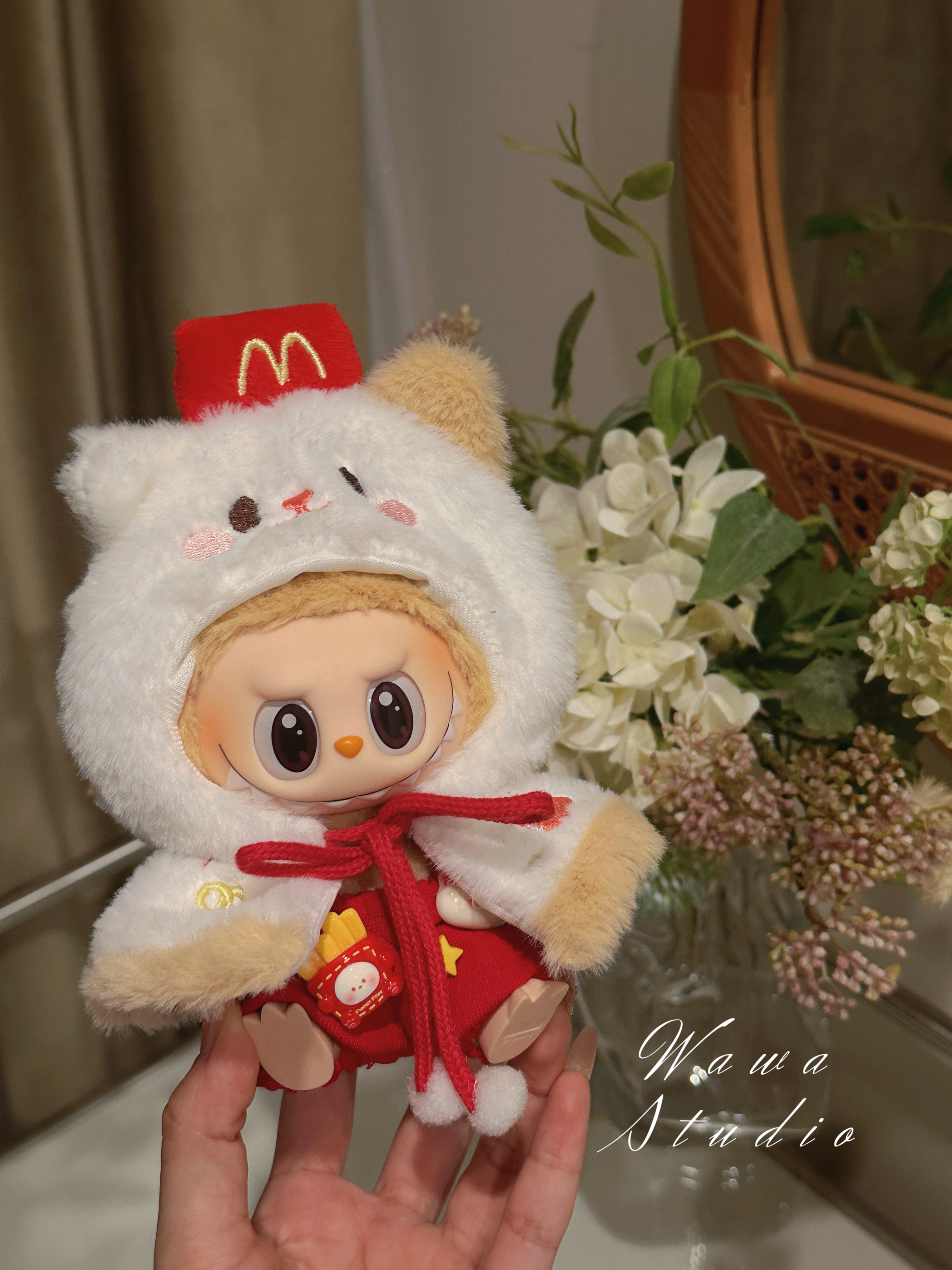 一二代15Labubu娃衣服毛绒搪胶脸20cn公仔挂件拉布布10cm棉花娃娃