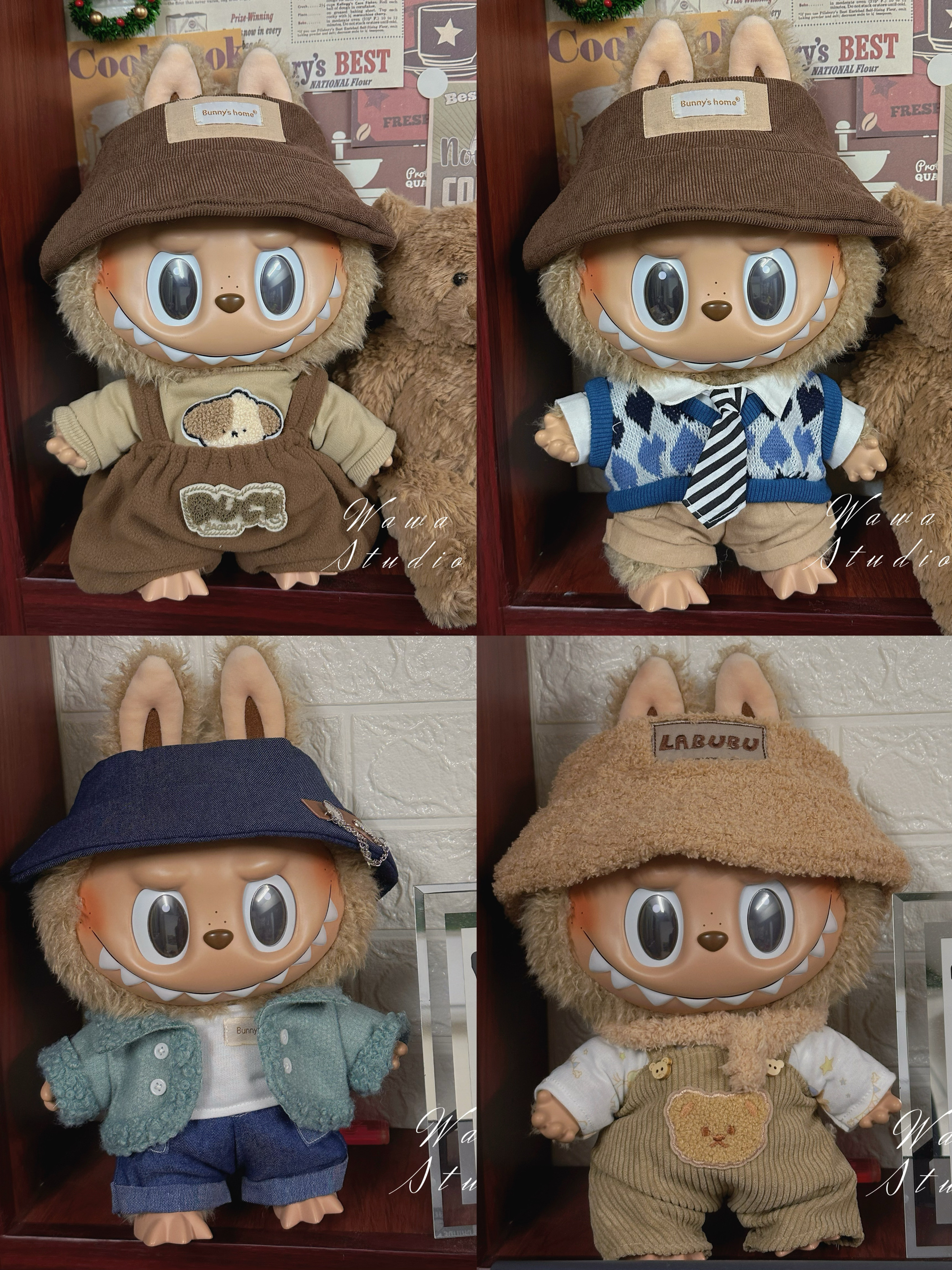 现货 Labubu搪胶衣服38cm大娃拉布布娃衣着替可爱包邮毛绒绒摆件