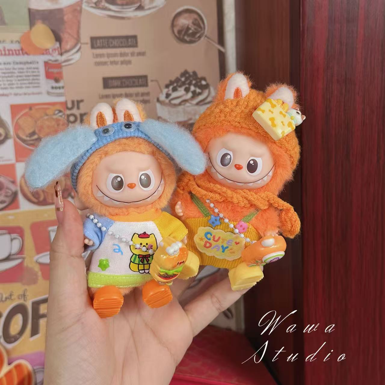 4.0迷你拉布布娃衣labubu四代心底密码mini娃衣套装搪胶玩偶衣服