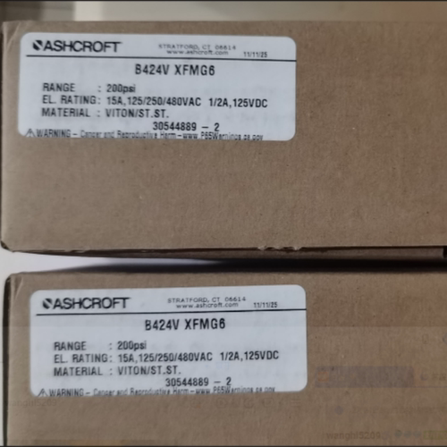 ASHCROFT/雅斯科压力开关B424V-XFMG6, 200 psi