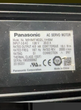 松下 MHMF402L1H6M伺服电机