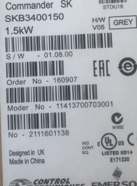 艾默生变频器SKB3400150，1.5kW三相380V