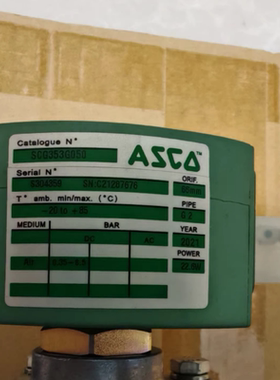 ASCO电磁阀直角两寸 脉冲阀 SCG353G050 24VDC