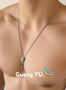 GuangYu抽拉式小蛮腰钛钢项链男轻奢小众设计感毛衣链女长款配饰