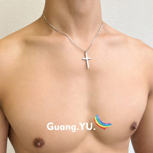 GuangYu简约风蛇骨链十字架吊坠