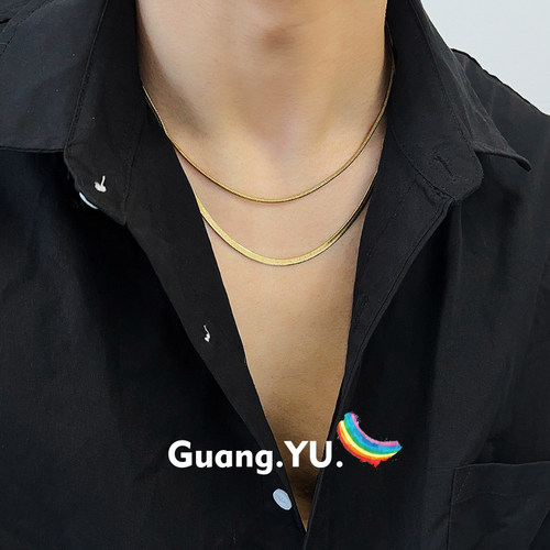 GuangYu轻奢简约金色蛇骨链小众