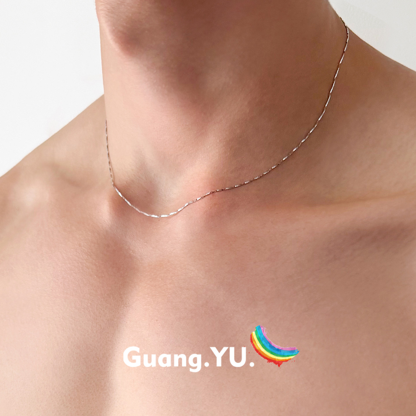 GuangYu扭曲波纹满天星s925纯银项链男女极简冷淡风素链细锁骨链