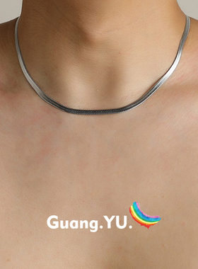 GuangYu刀片颈链蛇骨链女银色小众钛钢不掉色嘻哈锁骨链项链男潮