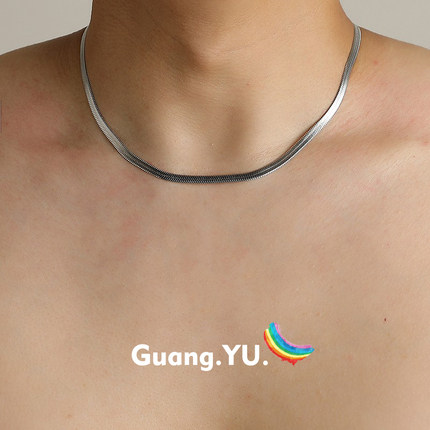 GuangYu刀片颈链蛇骨链女银色小众钛钢不掉色嘻哈锁骨链项链男潮