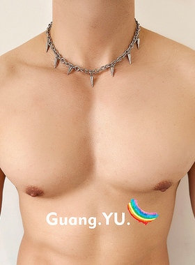 GuangYu流苏铆钉钛钢项链男潮朋克嘻哈冷淡风锁骨链女小众设计感