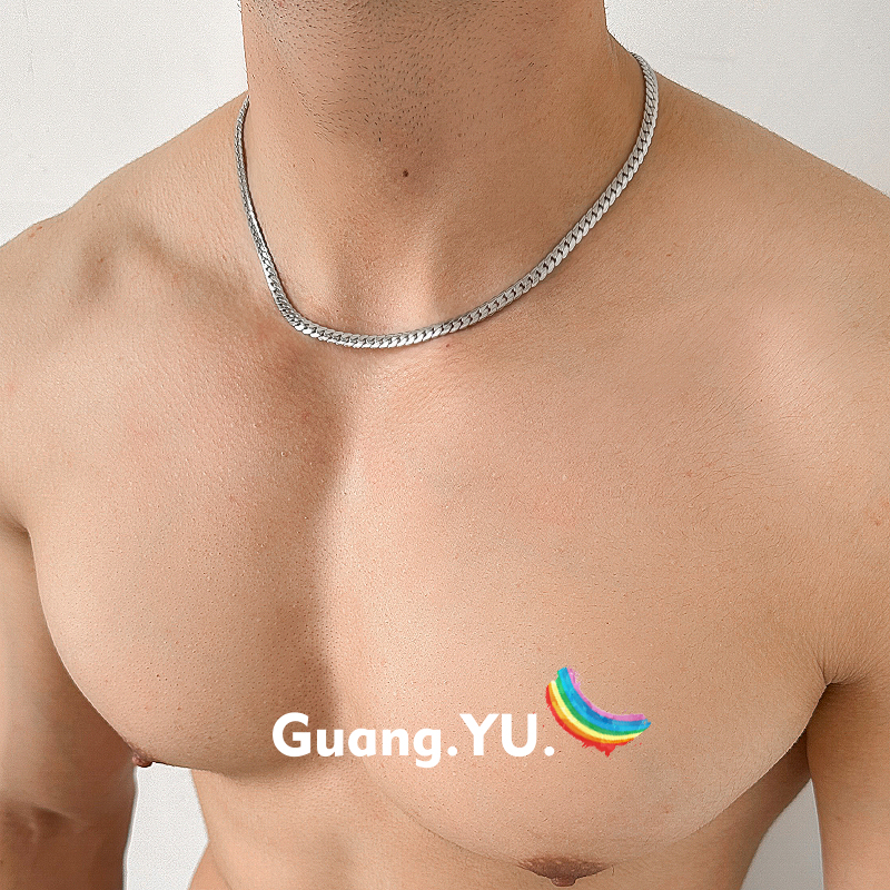 GuangYu简约压花扁平款古巴链