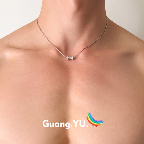 GuangYu狗骨头钛钢项链男女简约中性冷淡风锁骨链百搭不掉色配饰