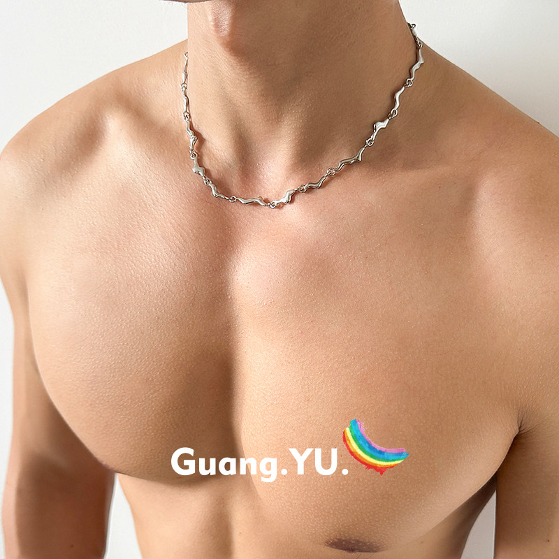 GuangYu不规则金属冷淡风项链男
